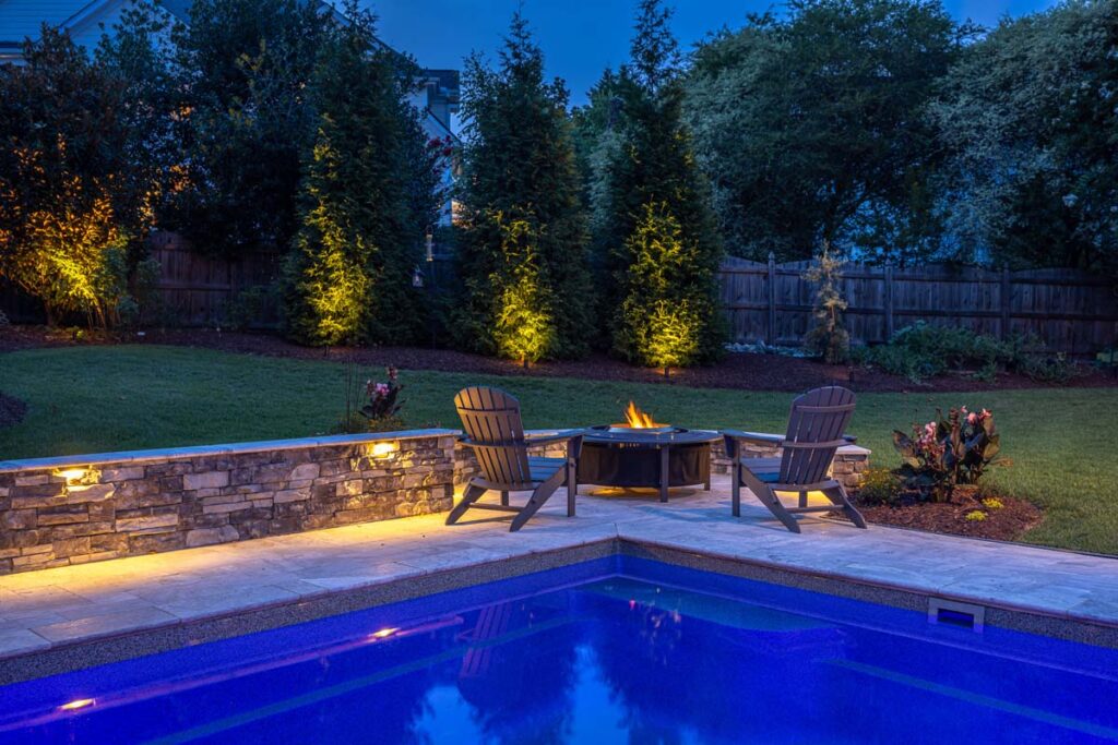 Night view of Dominion project fire pit.
