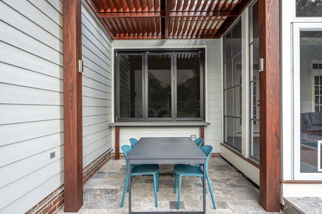 Close up of Dominion pergola.