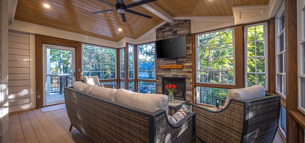 Interior view of Banyon Tree deck showing composite decking from TimberTech.